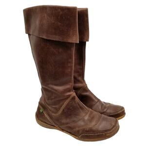 El Naturalista Brown Distressed Leather Boots Size 7 / 37